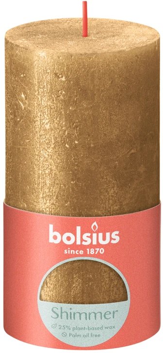 Bolsius Žvakė - cilindras RUSTIC, aukso, D 6,8 cm, H 13 cm, vnt
