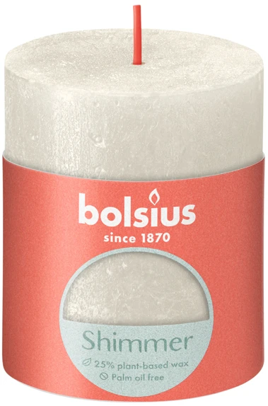 Bolsius Žvakė - cilindras RUSTIC, dramblio kaulo, D 6,8 cm, H 8 cm, vnt