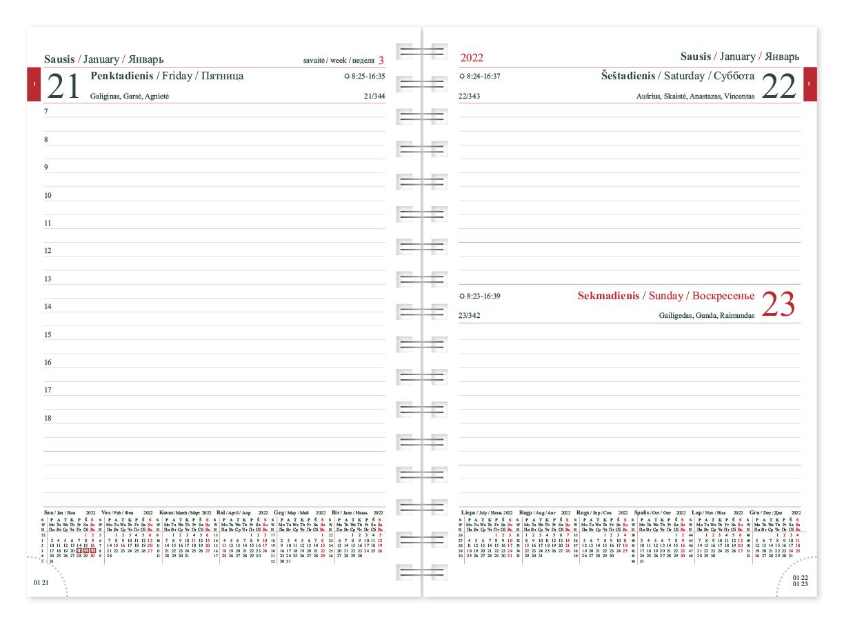 Timer Kalendorius MANAGER Spirex Day 2026 A5, PU EXCLUSIVE Lietuva