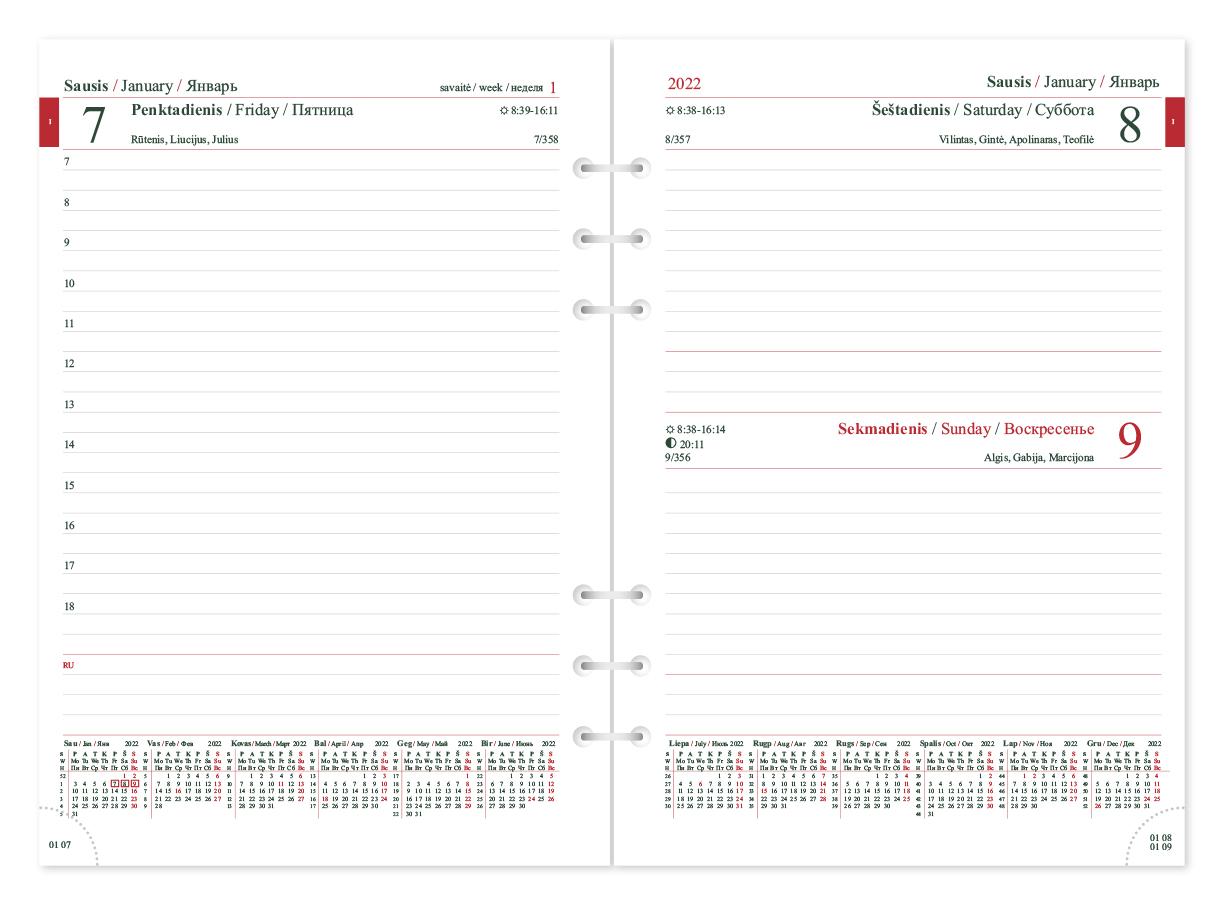 Timer Vidaus blokas kalendoriui MAXI DAY organizer A5, 2027