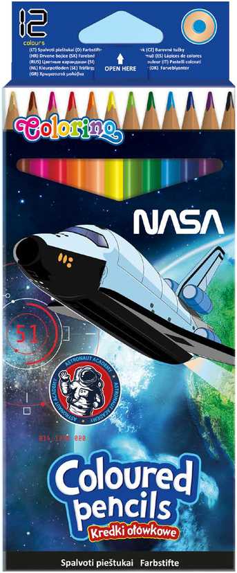 Colorino Spalvoti pieštukai 12 spalvų trikampiu korpusu Nasa