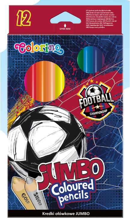 Colorino Spalvoti pieštukai Jumbo 12 spalvų apvaliu korpusu Football