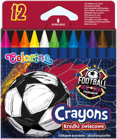 Colorino Vaškinės kreidelės 12 spalvų Football