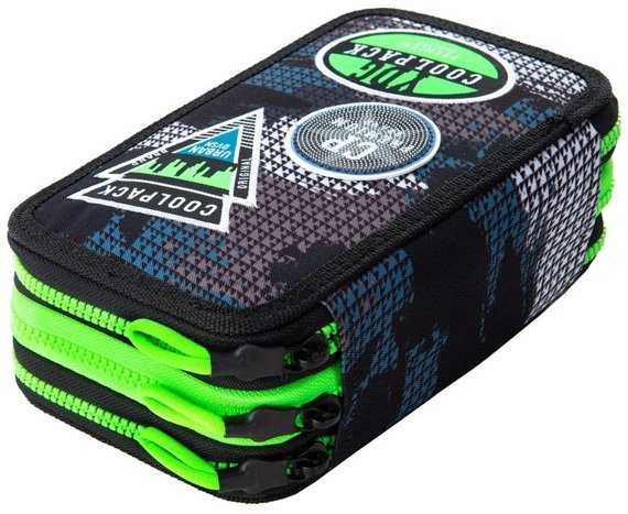 Cool Pack Forminis trijų skyrių penalas su priedais CoolPack Jumper 3 Badges B Pilkas
