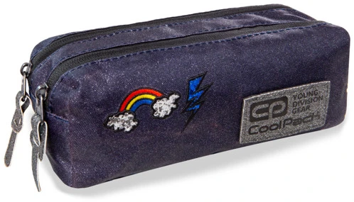 Cool Pack Penalas COOLPACK Pouch Sparkling Badges Jeans RECTANGULAR, su dvigubu užtrauktuku