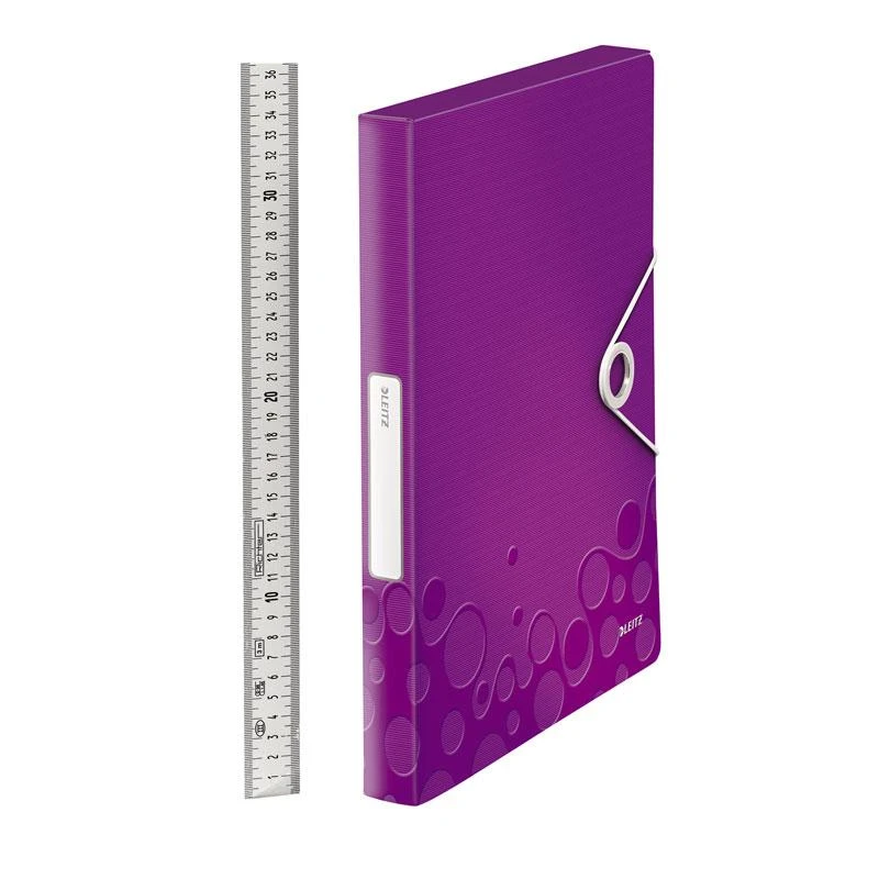 Violetinis Leitz WOW dėklas su guma ir liniuotės atrama