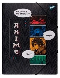 Juodas Anime aplankas dokumentams su gumele