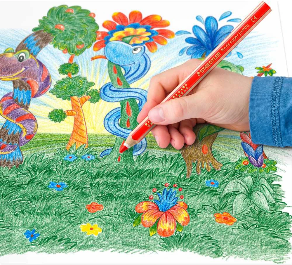 Didžiuliai spalvoti pieštukai STAEDTLER SUPER JUMBO NORIS CLUB 129, 6 spalvos