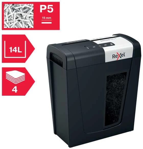 Dokumentų naikiklis Rexel Secure MC4, Whisper-Shred™, P-5, 2x15mm, 14L