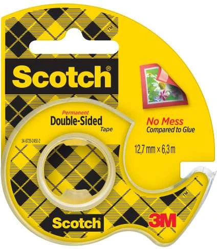 Dvipusė lipni juostelė SCOTCH, 12,7 mm x 6,3 m, su dėkliuku