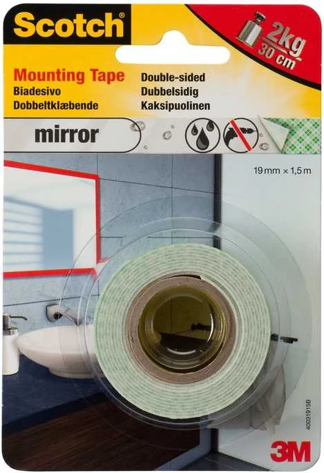 Dvipusė stipri montavimo juostelė Scotch® MIRROR, 19 mm x 1,5 m