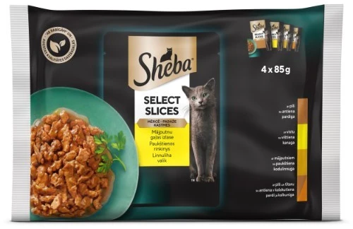 Ėdalas katėms SHEBA, paukštienos rinkinys, maišeliuose, 4 x 85 g