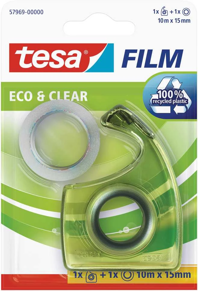 Ekologiška lipni juostelė TESA Film eco & clear, su dėklu, 15mm x 10m, skaidri
