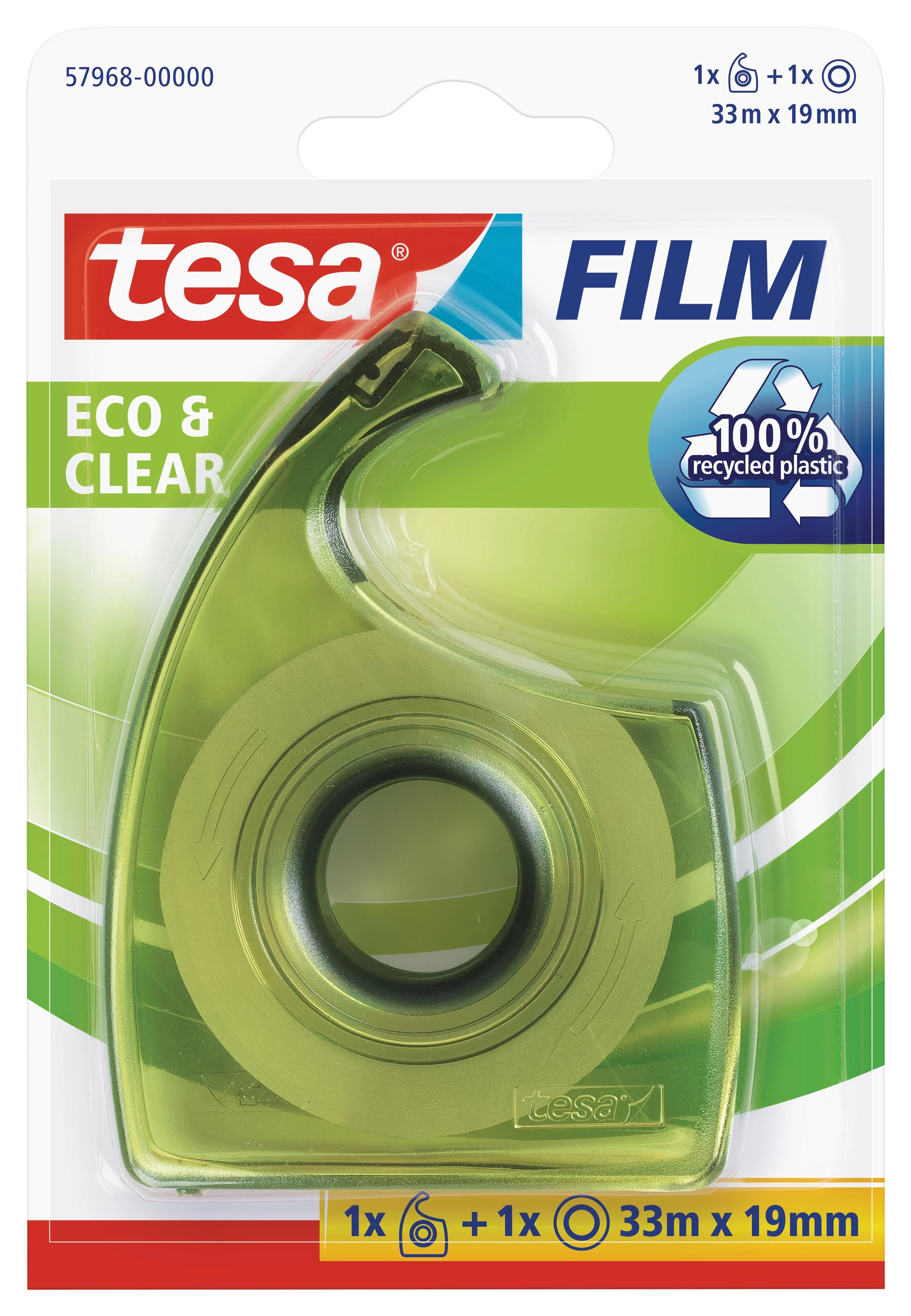 Beiersdorf Ekologiška lipni juostelė TESA Film eco & clear, su dėklu, 19mm x 33m, skaidri