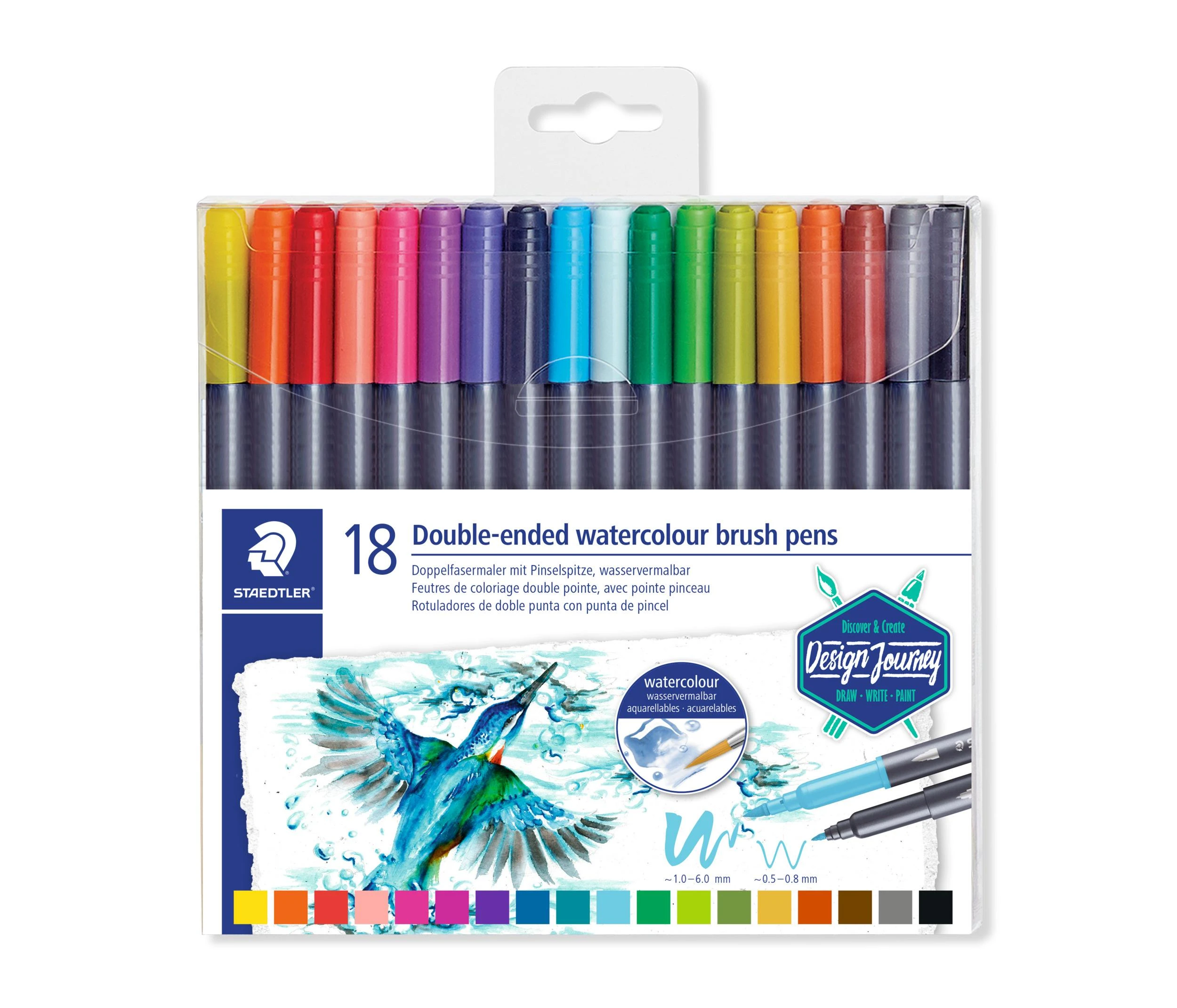Flomasteriai STAEDTLER, dvipusiai, 18 vnt.