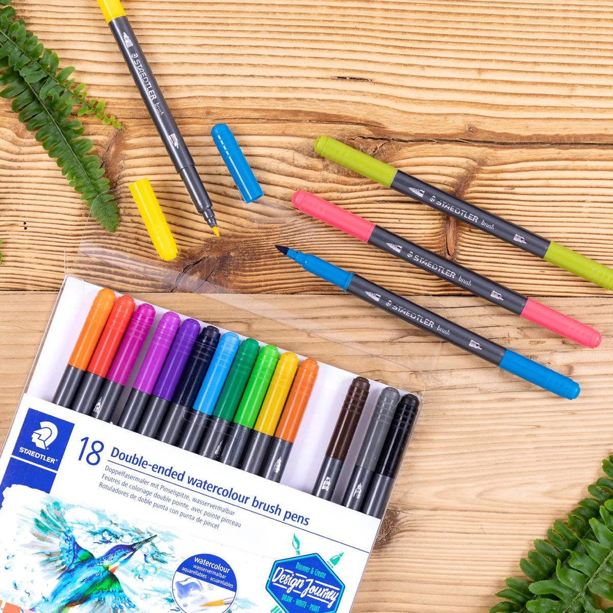 Flomasteriai STAEDTLER, dvipusiai, 18 vnt.