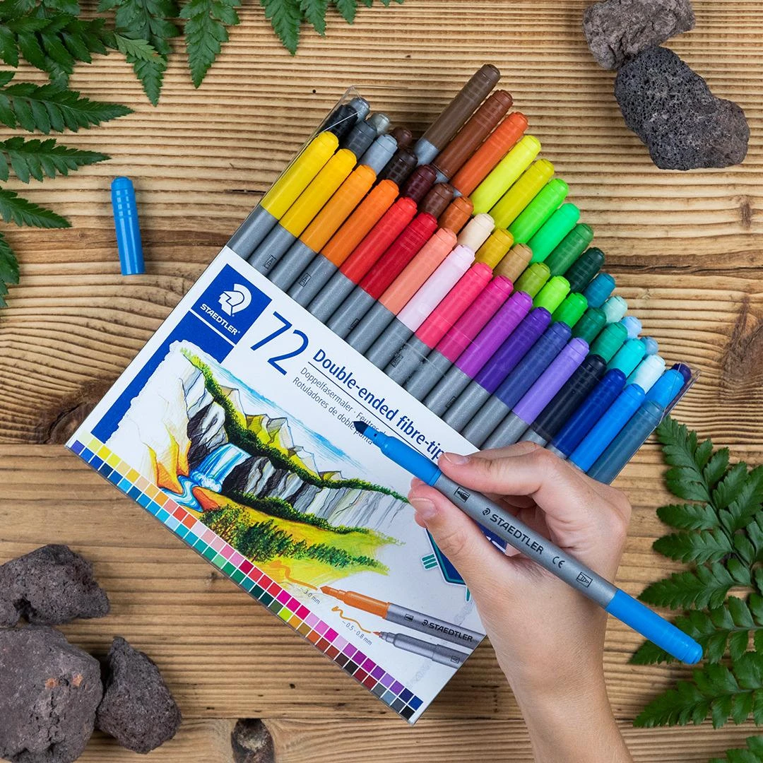 Flomasteriai STAEDTLER, dvipusiai, 72 vnt.