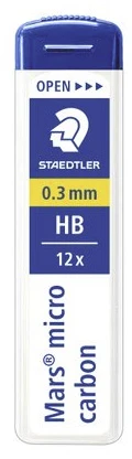 Grafitai automatiniams pieštukams STAEDTLER 250, 0,3 mm, HB