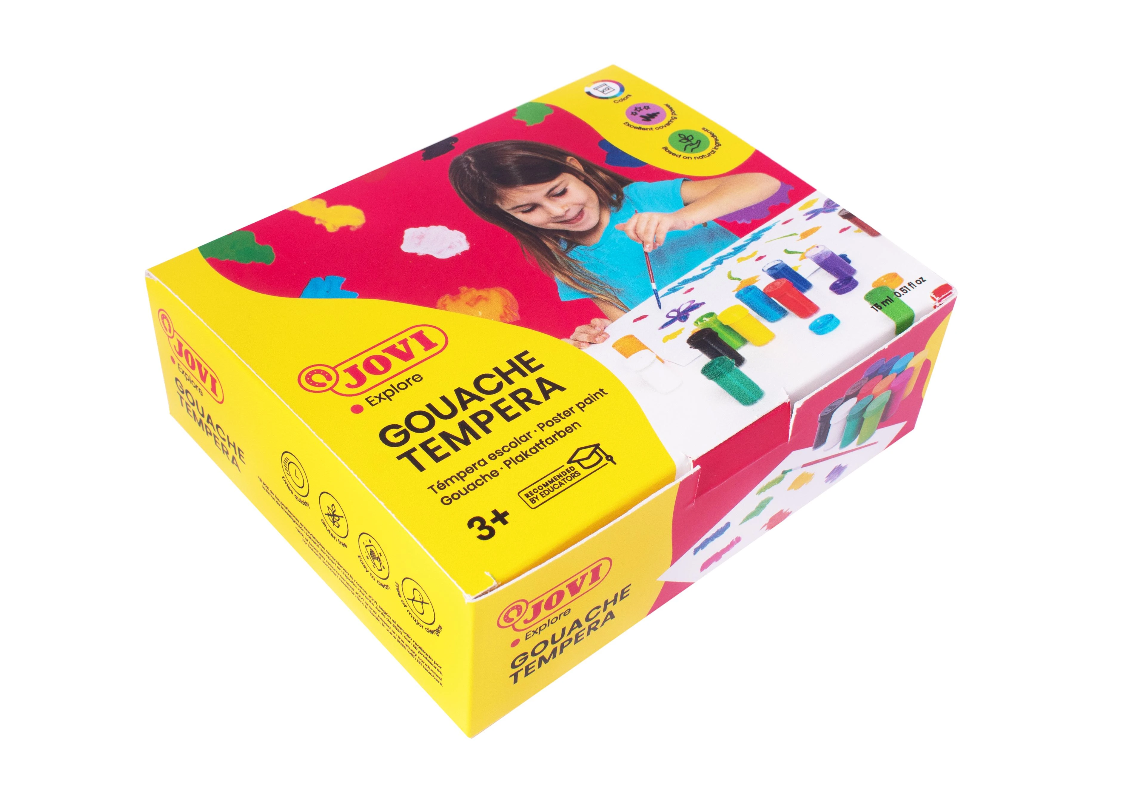 Guašas tempera JOVI, 15ml, 12 spalvų rinkinys + teptuku