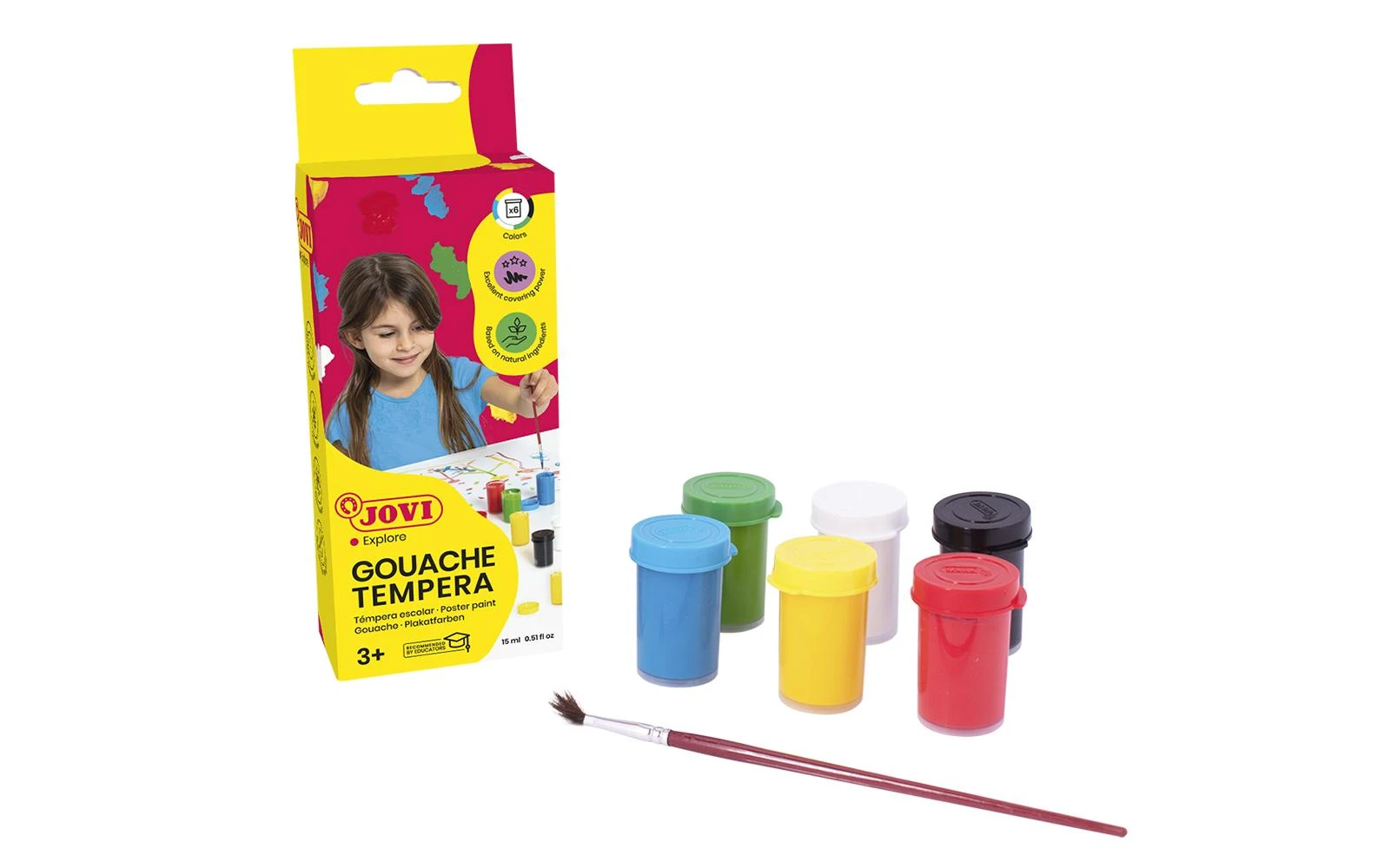 Jovi Tempera Netoksiškas guašas įvairių spalvų, 15 ml talpa, 6vnt