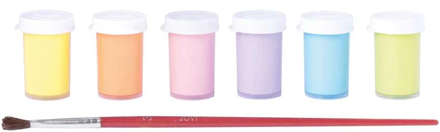 Guašas tempera JOVI, 15 ml, 6 pastelinių spalvų rinkinys su teptuku
