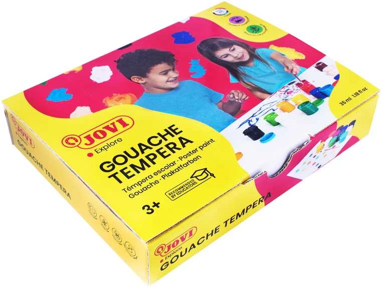 Guašas tempera JOVI, 35 ml, 12 spalvų rinkinys su teptuku
