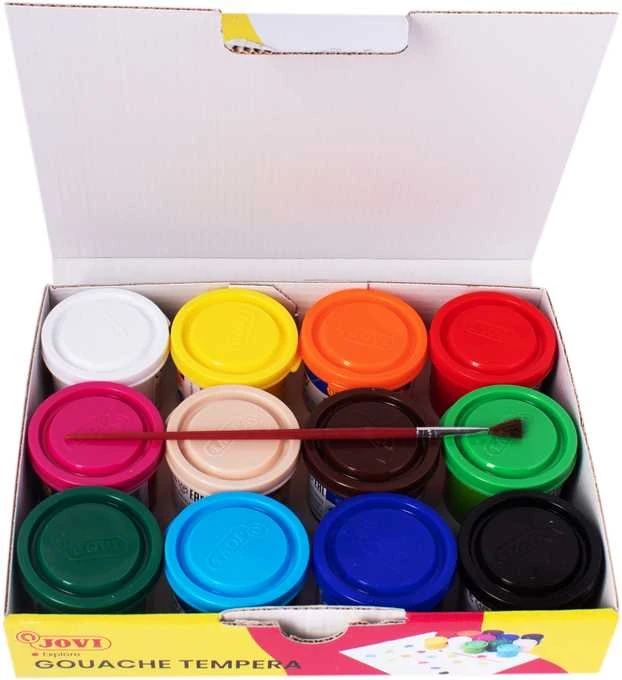 Guašas tempera JOVI, 35 ml, 12 spalvų rinkinys su teptuku