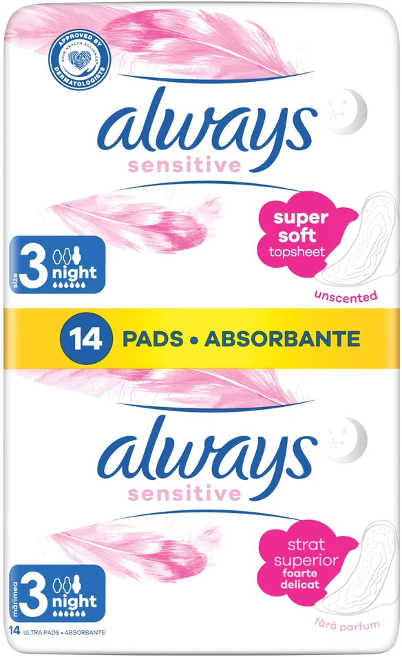 Higieniniai paketai ALWAYS Ultra Sensitive Night, 14 vnt.