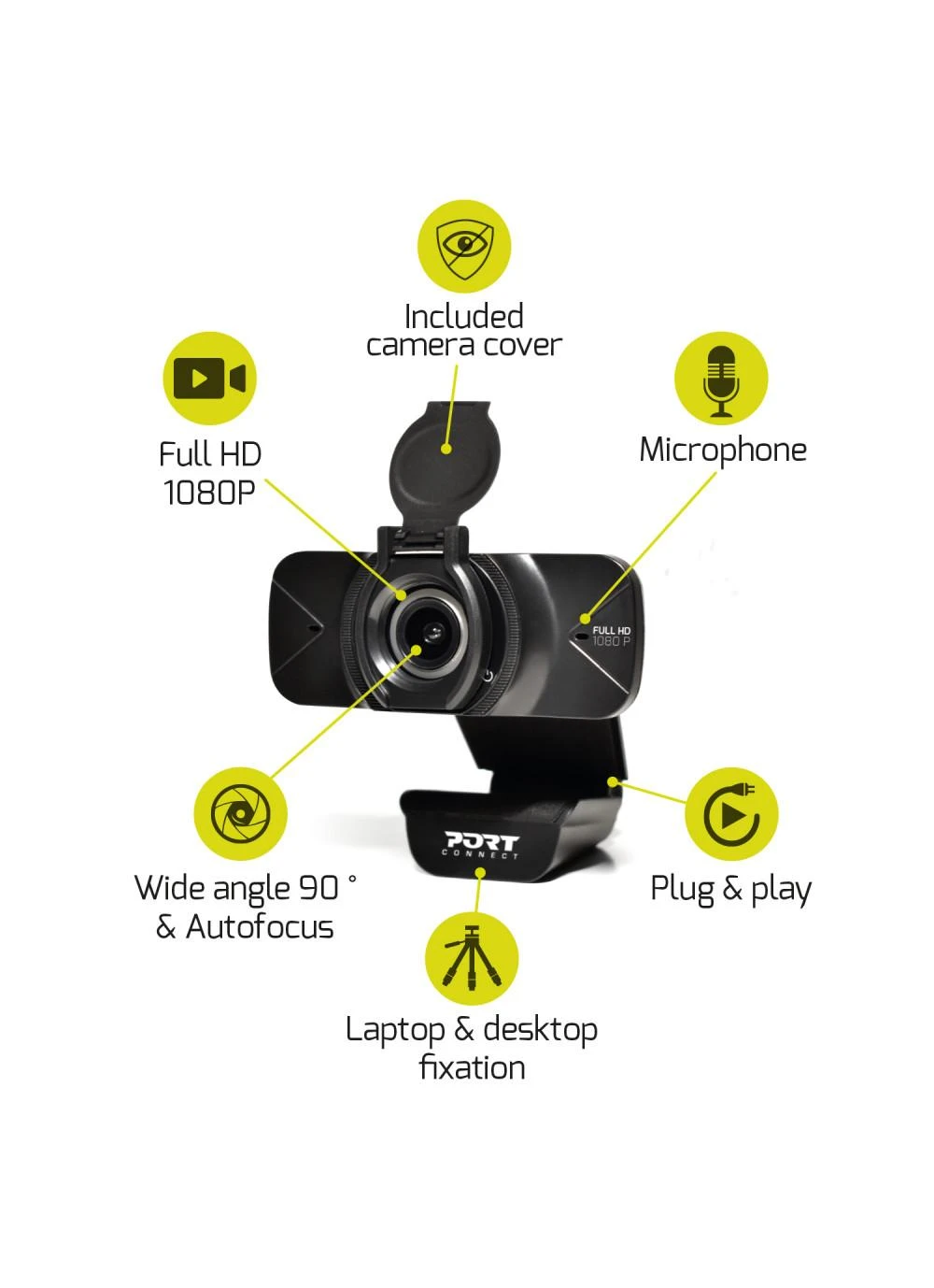 PORT DESIGNS FHD kamera 900078 Juodas, USB