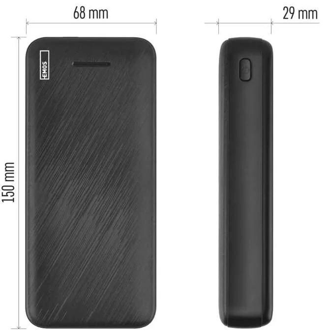 Išorinė baterija EMOS AlphaQ3, 20 000 mAh 22.5 W, juoda