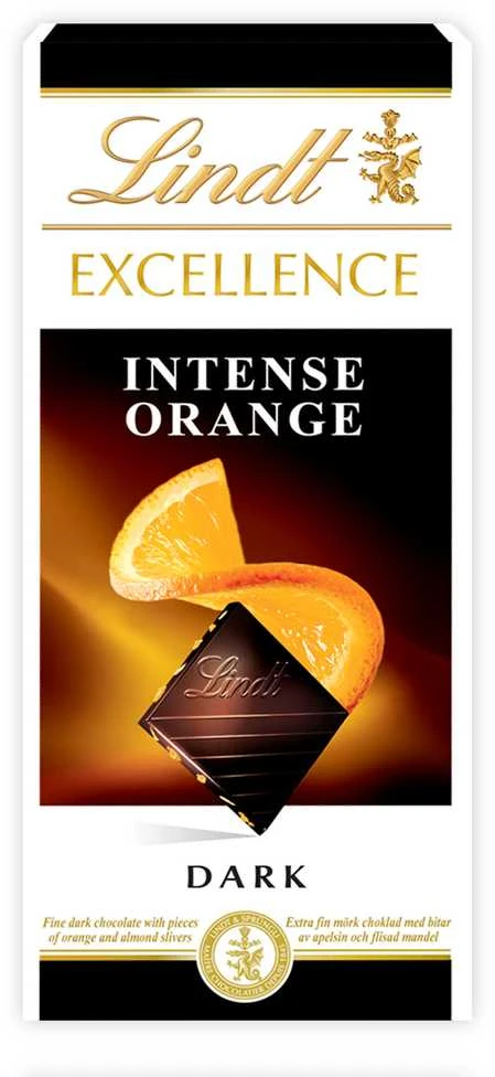 "LINDT EXCELLENCE" juodasis šokoladas su apelsinais, 100 g
