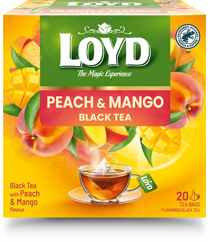 Juodoji arbata LOYD, persikų ir mangų aromato, 20x2g