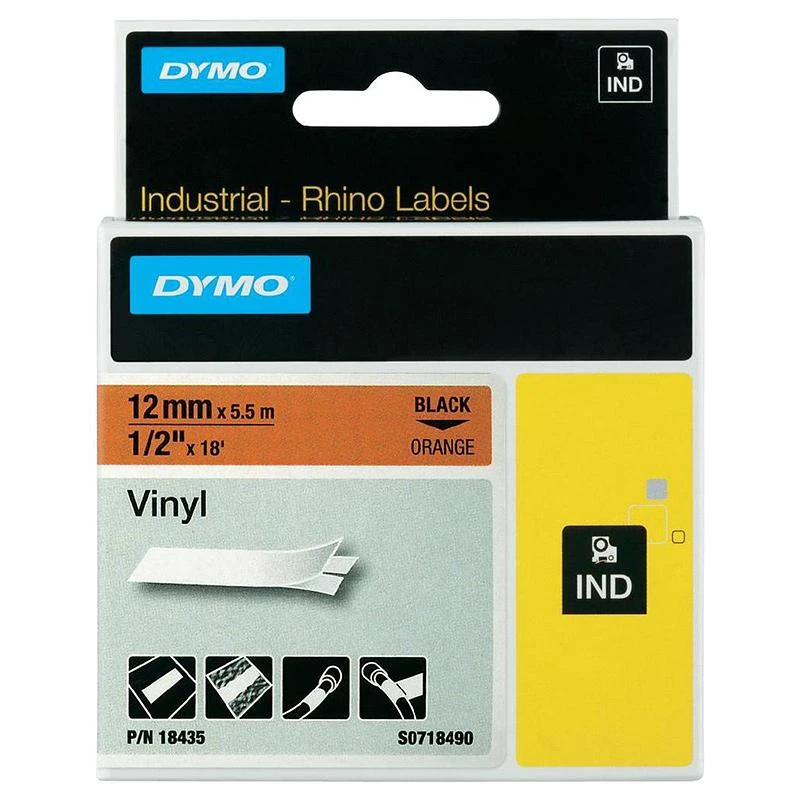 Juostelė DYMO D1,12 mm x 5,5m, juoda/oranžinė