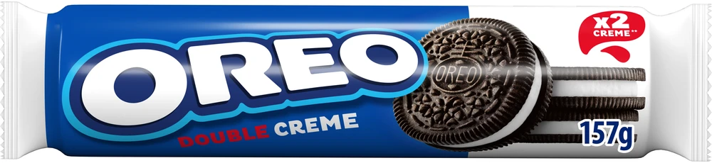 Kakaviniai sausainiai OREO Double su vanilės skonio įdaru, 157 g