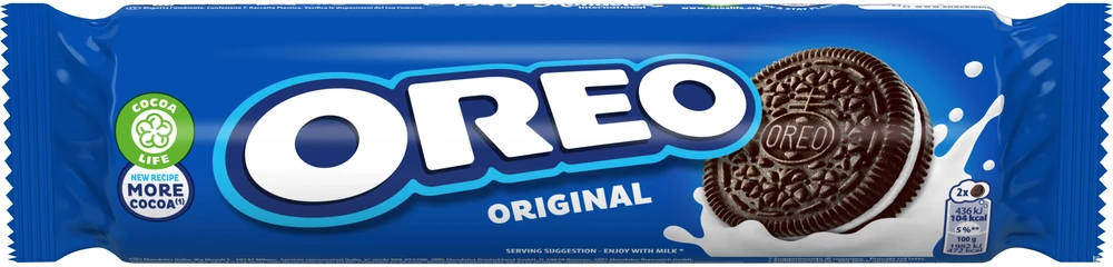 Kakaviniai sausainiai OREO su vanilės skonio įdaru, 154 g