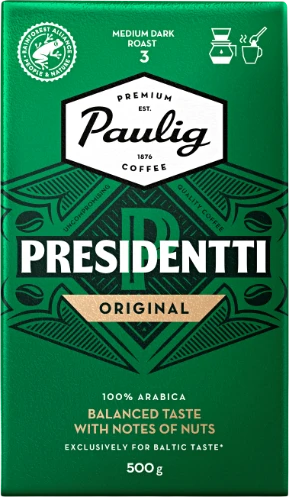 Kava PAULIG PRESIDENTTI ORIGINAL, malta, 500g