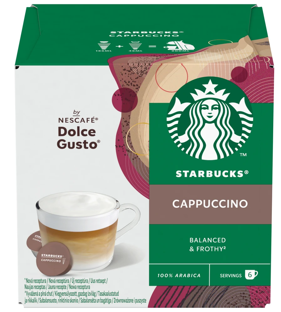 Strabucks Kavos kapsulės, suderinamos su NESCAFÉ® Dolce Gusto® Starbucks Cappuccino, 6 + 6 vnt.