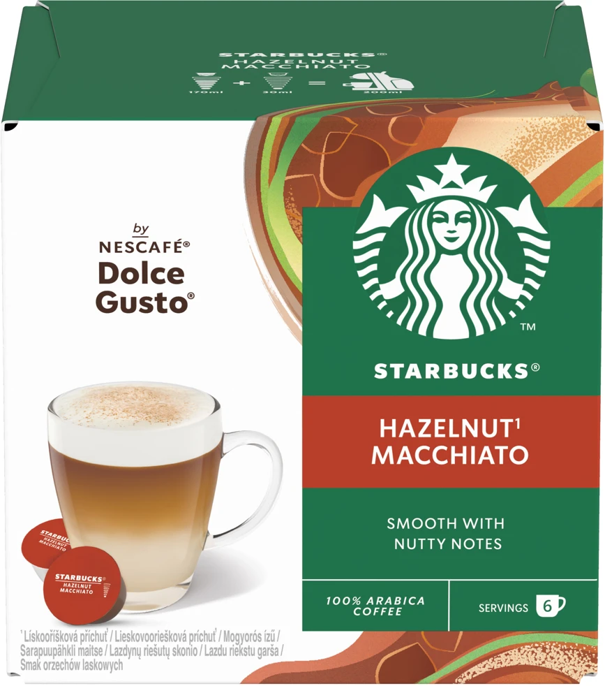Kavos kapsulės STARBUCKS, Dolce Gusto Hazelnut Macchiato, 12 vnt, 123 g