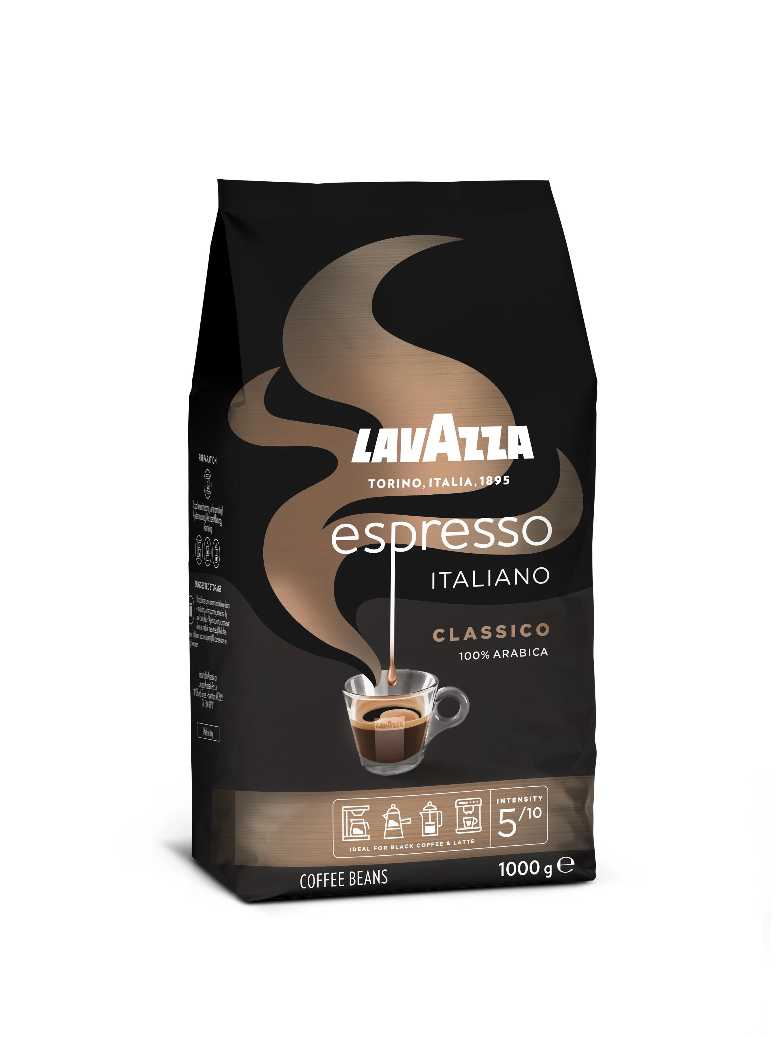 Lavazza Caffe Espresso Coffee Beans, 100% Arabica, 1000 g