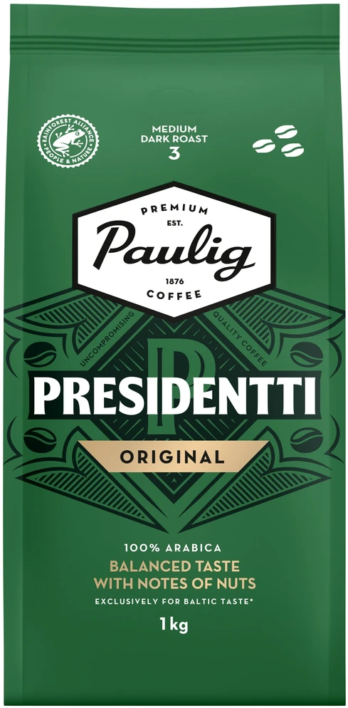 Kavos pupelės PAULIG PRESIDENTTIOriginal Strong, 1kg