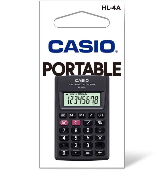 Kišeninis skaičiuotuvas CASIO HL-4A, 56 x 87 x 8.6 mm
