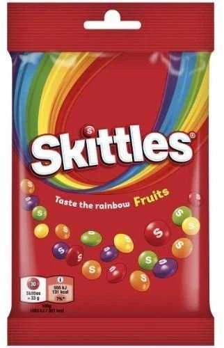 Kramtomieji saldainiai SKITTLES Fruit Pouch vaisių skonio traškiame cukraus glajuje, 95g