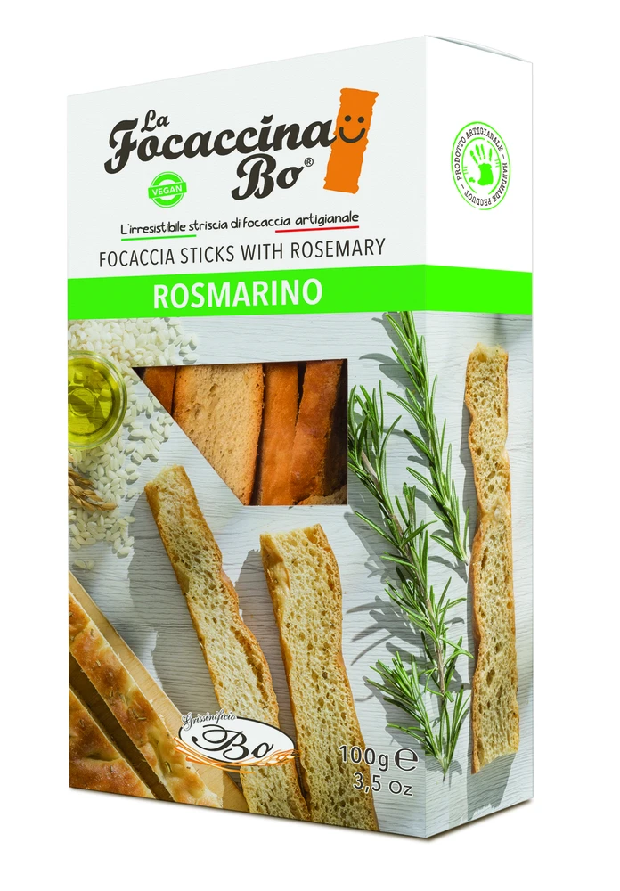 La Focaccina Bo Duonos lazdelės FOCACCINA, LA Rosmarino, su rozmarinu, ryžių aliejumi, 100 g
