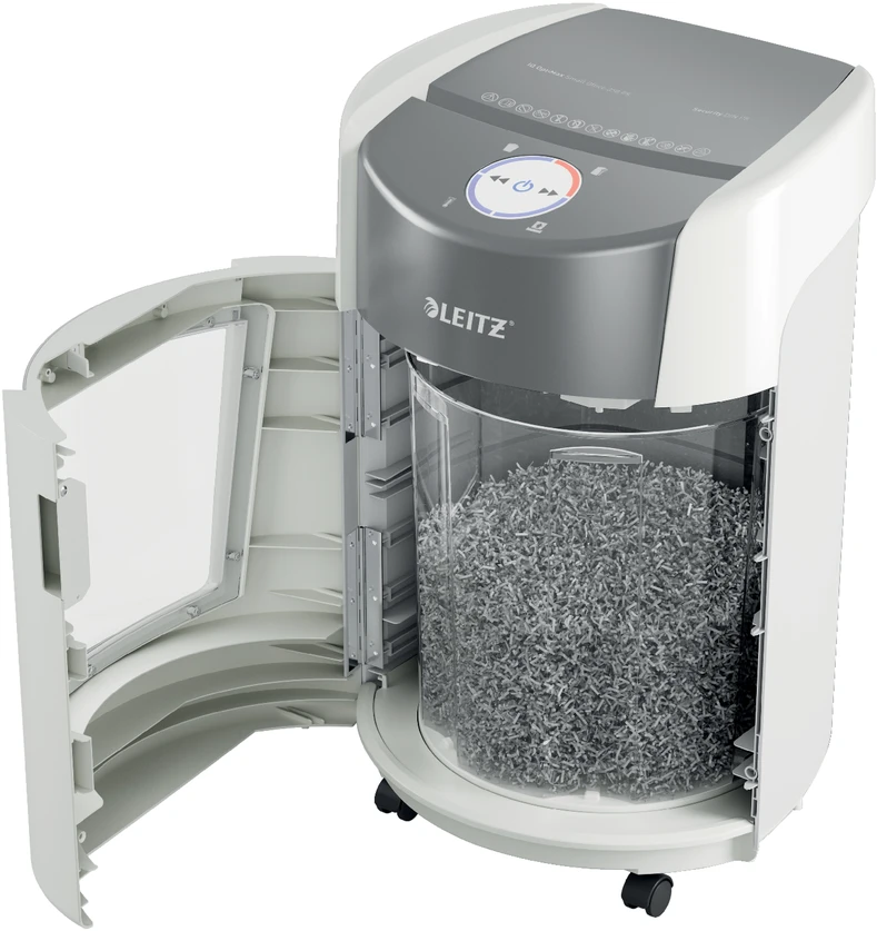 Leitz IQ OptiMax Small Office 350 Micro Cut popieriaus smulkintuvas Security P5 22L - Baltas