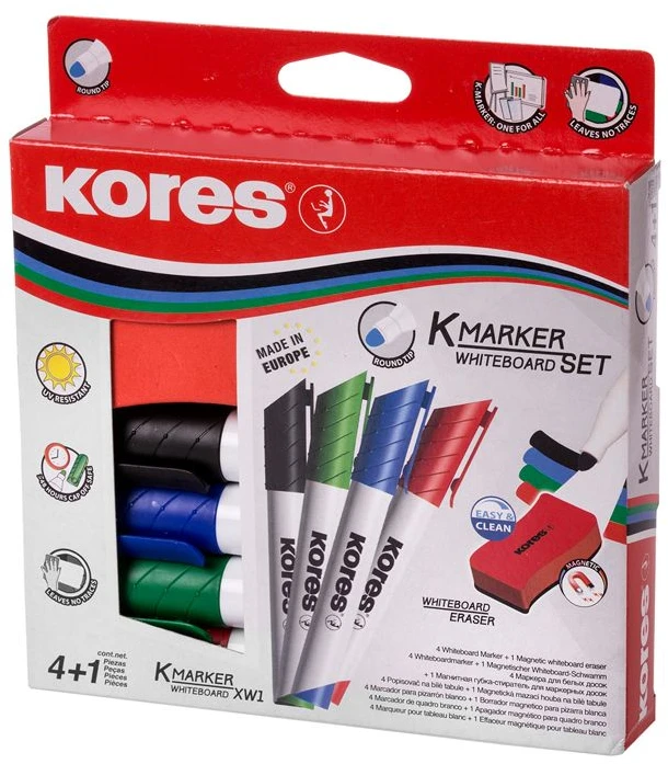 Kores K-Marker XW1 žymeklių rinkinys su trintuku pakuotė