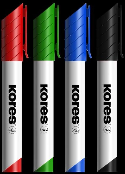 Lentos žymeklio rinkinys KORES K-Marker XW1 ovalus antgalis, 4 spalvos + triniklis