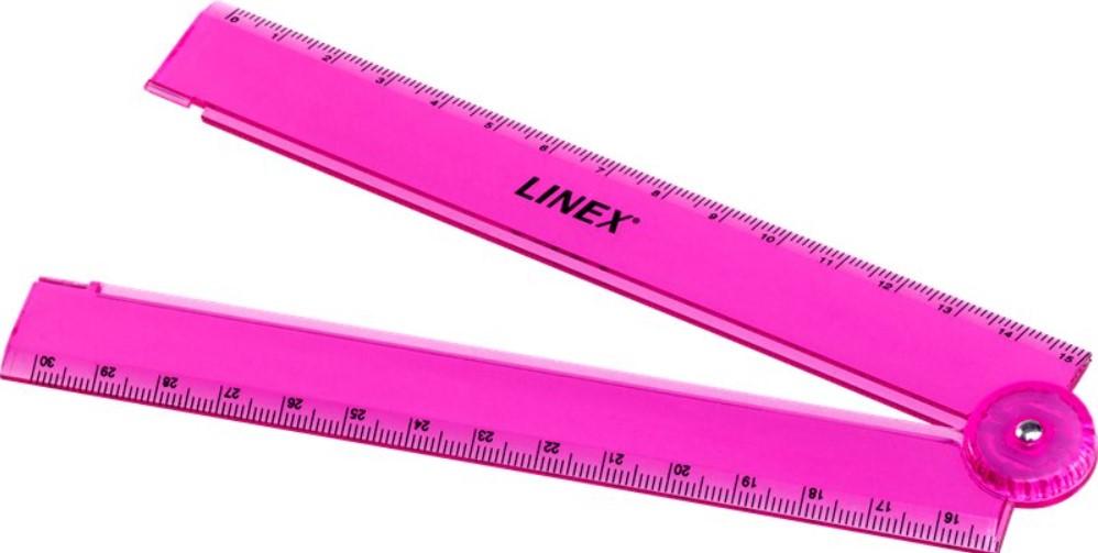 Liniuotė LINEX Folden 15/30 cm, rožinė