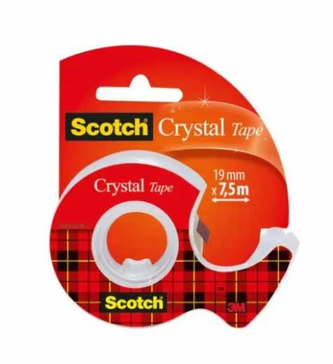 Lipni juosta Scotch Crystal Clear, 19mmx7,5m, su laikikliu
