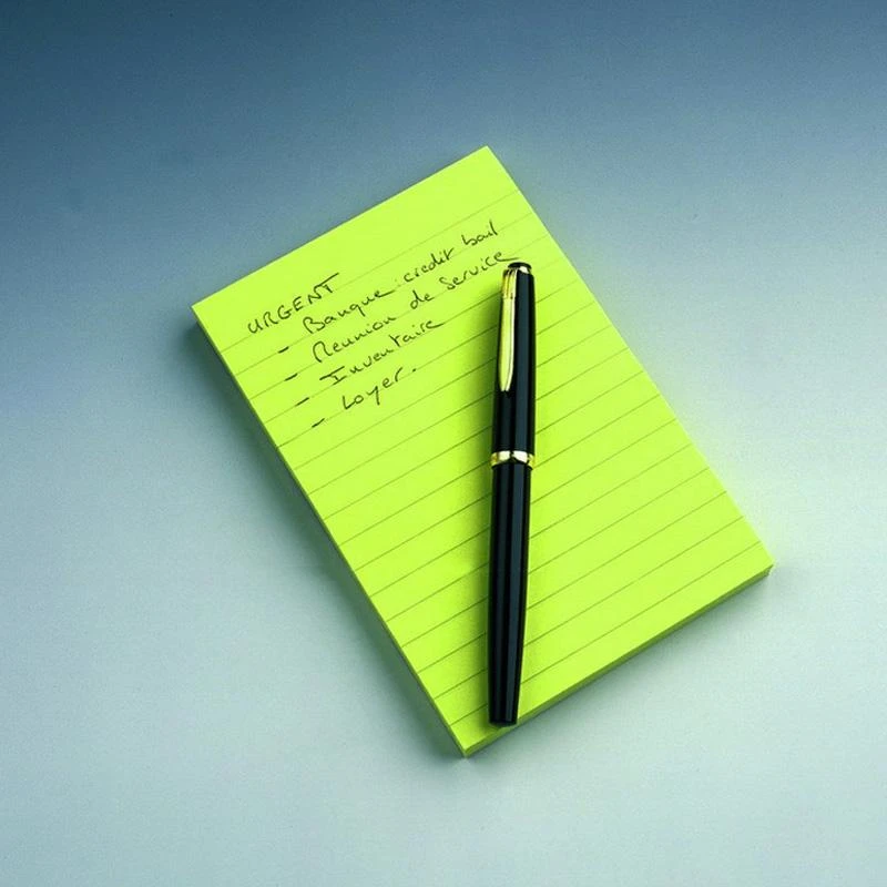 3M Lipnūs lapeliai Post-it, 102 x 152 mm, 100 lapelių, linijomis, geltona
