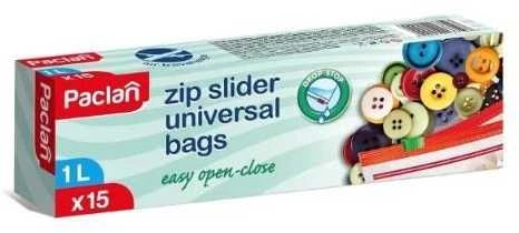 Maišeliai produktų šaldymui PACLAN, su užtrauktuku, 1 l, 15vnt.